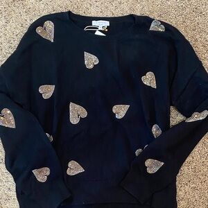 J. society  Black Sweater with Gold Heart Accents